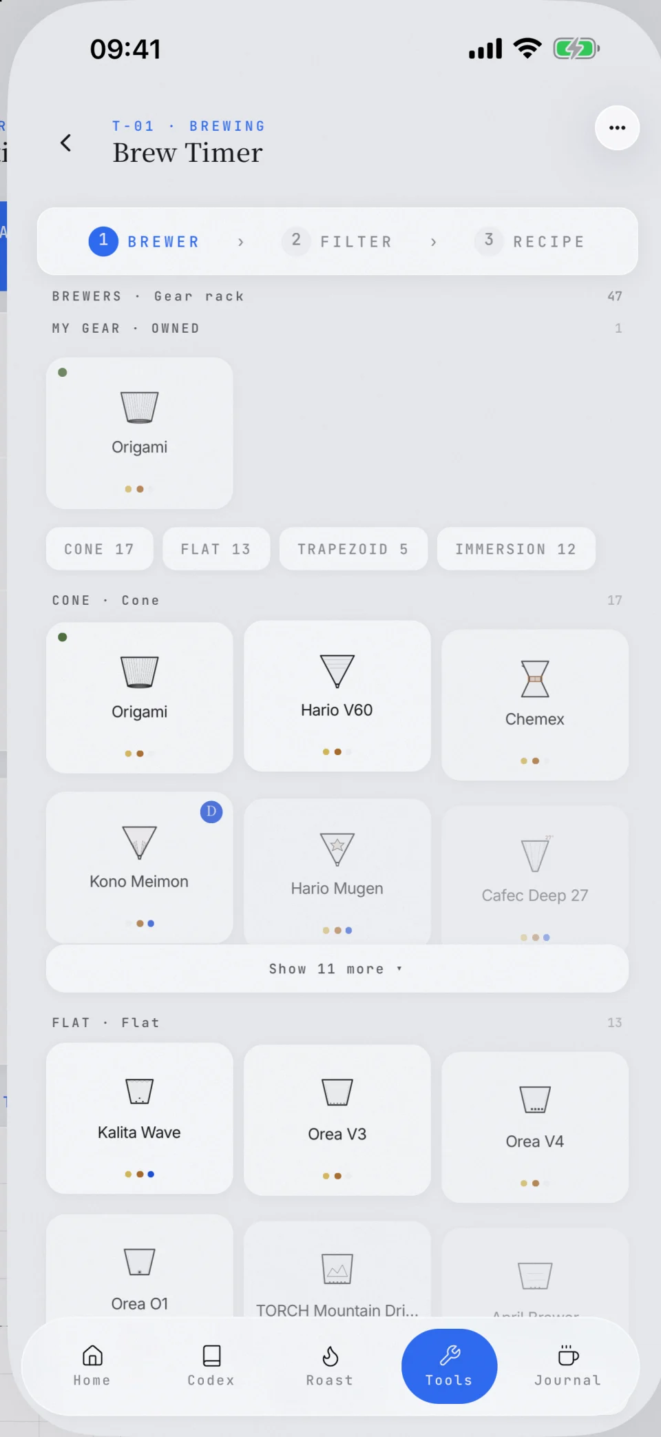 OLLA Brew Timer English interface on iPhone 17 Pro Max
